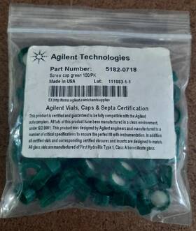 5182-0718 Agilent Green Screw Caps 100/pk For 2 Ml Hplc Vials