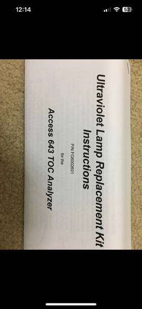 Fg6002601 Anatel Uv Lamp Replacement Kit For Acesss 643 Toc Analyzer Part