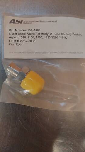 250-1496 Asi Outlet Check Valve Assembly 2 Piece Housing Design Agilent 1050 1100 1200 250-1496 Asi Outlet Check Valve Assembly 2 Piece Housing Design Agilent 1050 1100 1200