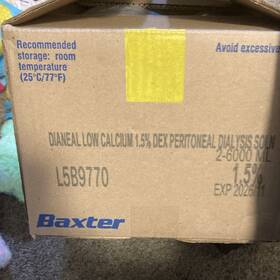 Baxter L5b9770 Dianeal Low Calcium 1.5% Dex Peritoneal Dialysis Solution