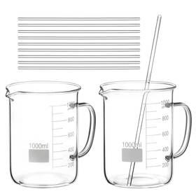 Wd32536 Branded 2 Pack 1000ml Glass Beakers With Handle 12in Stir Rods Lab Chemistry Set New Usa