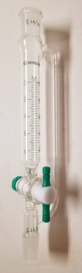 Cg-1712-13 Chemglass 25ml Addition Funnel Equilibrated Graduated 14/20 Ptfe
