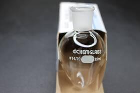Cg-1554-26 Chemglass Cg155426 New 25ml Pear Shaped Flask 14/20 Outer Joint Wall Glass