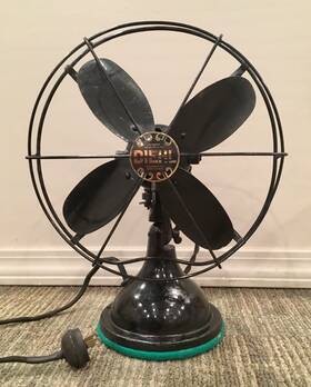 29511 Diehl Antique 9 Inch Oscillator 4 Steel Blade Cage Cast Iron Body And Base