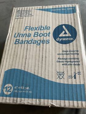 Dynarex 616784345338 Flexible Unna Boot Bandages -12 3 Inch X10 Yd. - Reorder No. 3453
