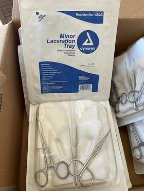 Dynarex 616784452333 Box Lot Of 9 Minor Laceration Tray With Instruments #4523