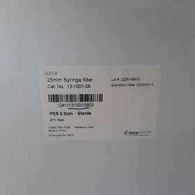0.2um-sterile Fisher Scientific 13-1001-06 Basix 25mm Syringe Filter Pes #13-1001-06 50/pk
