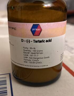 044879p14h Ftf Scientific D- - Tartaric Acid 100 Grams 99 % Purity