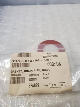 716-013704-001 Gasket 013704 Drain Pipe Bowl