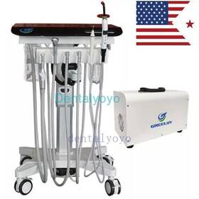 Gu-p302s Greeloy Portable Mobile Dental Delivery Cart Unit Air Compressor 4 Hole