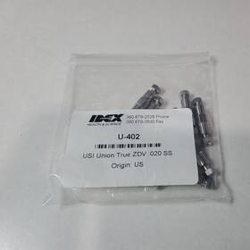 U-402 Idex 9 Vhp Stainless Steel Union Assemblies Zdv .020 Thru Hole