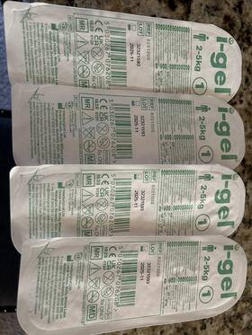 32320660 Intersurgical 4 I-gel Supraglottic Airway Size 1 Ref 8201000 Lot 2kg - 5kg