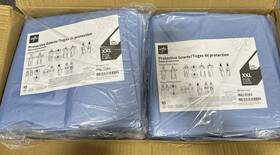 Nonlv410xxl Medline Protective Gowns Level 4 Blue Xxl Open Back Thumb Loop 100ct