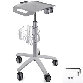 Hth000011 Mobile Rolling Cart Medical Trolley For Ultrasound Imaging Scanner With Basket