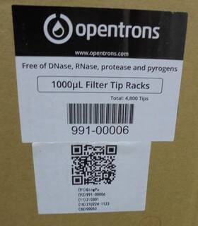 991-00006 Opentrons 1000 L Filter Tip Racks Total 4800 Tips