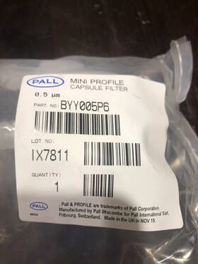 Byy005p6 Pall Capsule Filter Mini Profile 0.5 Um 1/2 Inch Barb 1 Byy005p6 Pall Capsule Filter Mini Profile 0.5 Um 1/2 Inch Barb 1