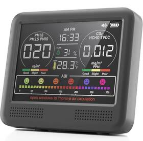 7aqi Performance Guru 16-in-1 Air Quality Monitor Indoor With Beep Alarm Co2 Qua