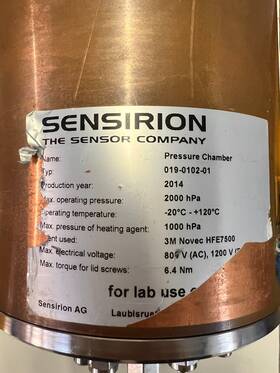 019-0102-01 Sensirion Copper Pressure Chamber 2000 Hpa -20c To 120c 1200v Dc