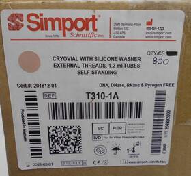 T310-1a Simport Scientific Cryovial With Silicone Washer 1.2 Ml Tubes 800 Total