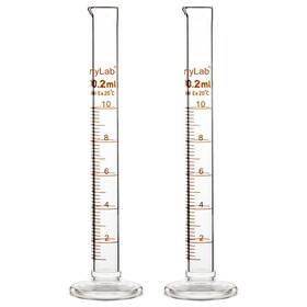 Cylinder-10ml-2pk-glass Stonylab 843798103740 2-pack 10ml Borosilicate Glass Graduated Cylinder Measuring