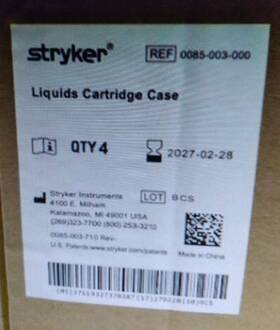 0085-003-000 Stryker Liquids Cartridge Cases 4/cs - New