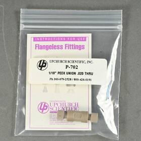 P-702 Upchurch 1/16 Inch Peek Union .020 Thru-hole - P-702 Upchurch 1/16 Inch Peek Union .020 Thru-hole -
