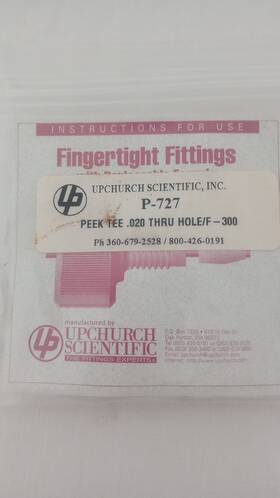 P-727 Upchurch Scientific Peek Tee .020 Thru Hole/f - 300 Warehouse Cleanup Deal P-727 Upchurch Scientific Peek Tee .020 Thru Hole/f - 300 Warehouse Cleanup Deal