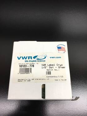 10123-778 Vwr Cat No Label Cryo 1/2 Inch Dot Greer 10123-778 Vwr Cat No Label Cryo 1/2 Inch Dot Greer