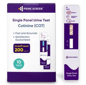 Wondfo 816862021356 Prime Screen 10 Pack Nicotine Tobacco Cotinine Urine Test Kit - Dip Card