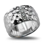 925 Solid Sterling Silver 12MM Hammered Unisex Ring Band With Lab-grown Diamonds. Fixed Price $263.99.