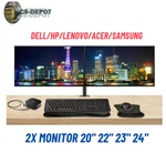Lot Dual Dell Hp 22" 23" 24" 27" Lcd Widescreen Monitor Fhd 1080P Stand Cable. Fixed Price $79.99.