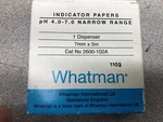 New Box Whatman Narrow Range Ph Indicator Paper 4.0-7.0 7MMX5M 2600-102. Fixed Price $27.00.