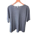 Eileen Fisher Knit Top Womens Med Charcoal Grey 100% Organic Linen Boxy S17OLG. Fixed Price $31.99.
