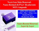Next-gen Skin Renewal: Nano-retinol (0.5%)+ Hyaluronic Mts Ampoule (1.5ML 30EA. Fixed Price $65.00.
