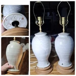 Vintage Very 1984 Rare Pair Waymon Cole North Carolina J.b Art Pottery Lamps. Fixed Price $1299.00.