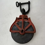 Vintage 796 786 Farm Barn Cast Iron Metal Wood Sheave Block Tackle Pulley. Fixed Price $20.99.