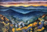 Smoky Mountains Painting Original Art Oil Canvas Sunset Landscape 14X20" Signed. Fixed Price $268.00.