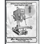 Enco 91000 Thru 91033 Drilling And Milling Machine, Operations Parts Manual. Fixed Price $16.95.
