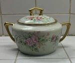 German Antique Sugar Bowl Floral Gold Guild 2 Handles Signed A.b. Cole. Fixed Price $19.99.