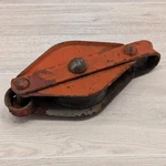 Vintage Heavy-duty Pulley Block Single Sheave 4" Cast Metal Rusty Red Industrial. Fixed Price $33.95.