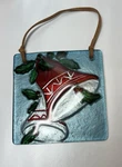 Christmas Bells Ornament Wall Plaque 2D 4.5X4.5 Inches Sun Catcher Hand Painted. Fixed Price $7.95.