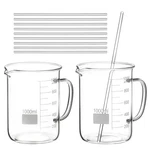 Pack 1000ML Glass Beakers With Handle 12IN Stir Rods Lab Chemistry Set New Usa. Fixed Price $34.94.