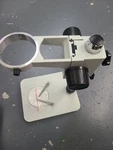 Amscope Microscope Table With Butterfly Base, Long Post Focusing Rack. Fixed Price $100.00.
