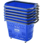Shopping Baskets 6 Pcs 39L Rolling Plastic Wheels Handles Blue Vevor Portable. Fixed Price $129.99.