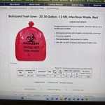 U-line Biohazard Trash Liner 20 Thirty Gallon 1.2 Mil, Infectious Waste, Red. Fixed Price $29.00.