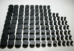 (107) Cole Parmer Black Rubber Stoppers, Assorted Sizes #00 #8, Tapered Plug. Fixed Price $49.95.