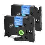 2PK TZ-535 TZE-535 White On Blue Label Tape 12MM For Brother PT-2470 PT-2610. Fixed Price $11.02.