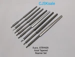 8 Pcs. Stryker 1101-0405 1101-1112 Axial Tapered Reamer Set (used).. Fixed Price $388.00.