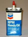 Vintage 1960S Chevron Rpm Handy Oil Advertising Tin! 4 Oz. Squirt Can!. Fixed Price $39.99.