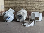 Lot Of 2 Millipore TANKPE060 60-LITER Polyethylene Tanks W/ 1 Stand As Pictured. Fixed Price $699.99.